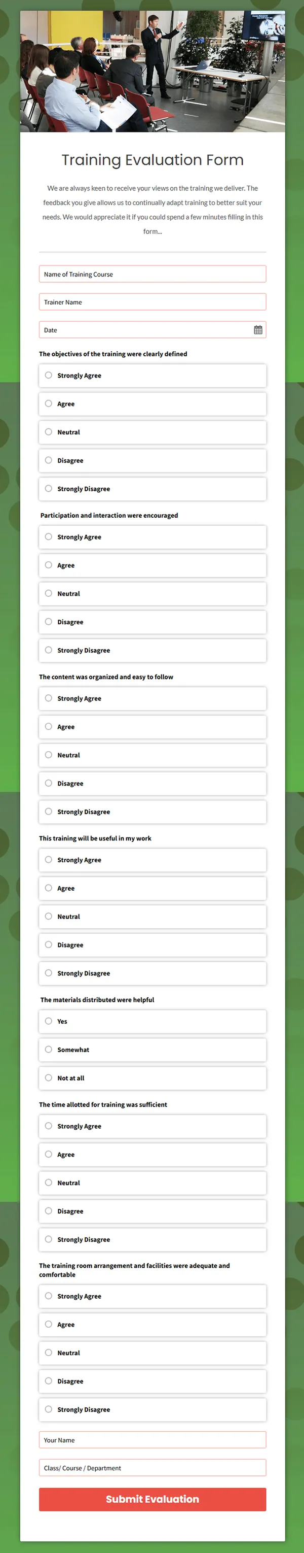 Form template